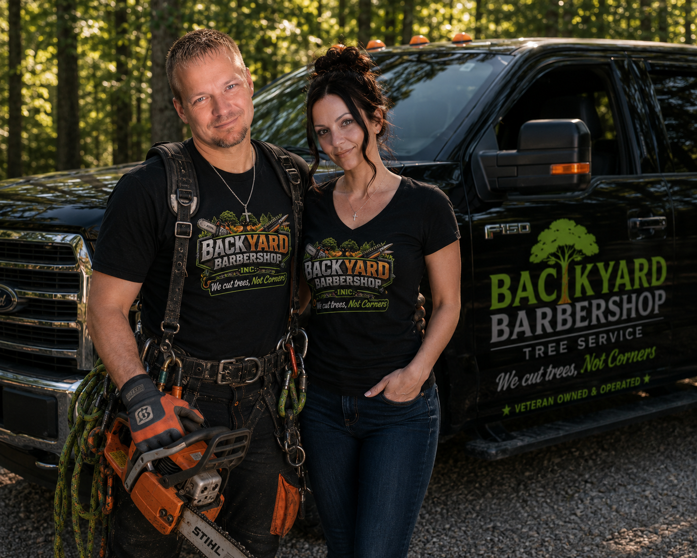 Chris and Sheryl with company truck